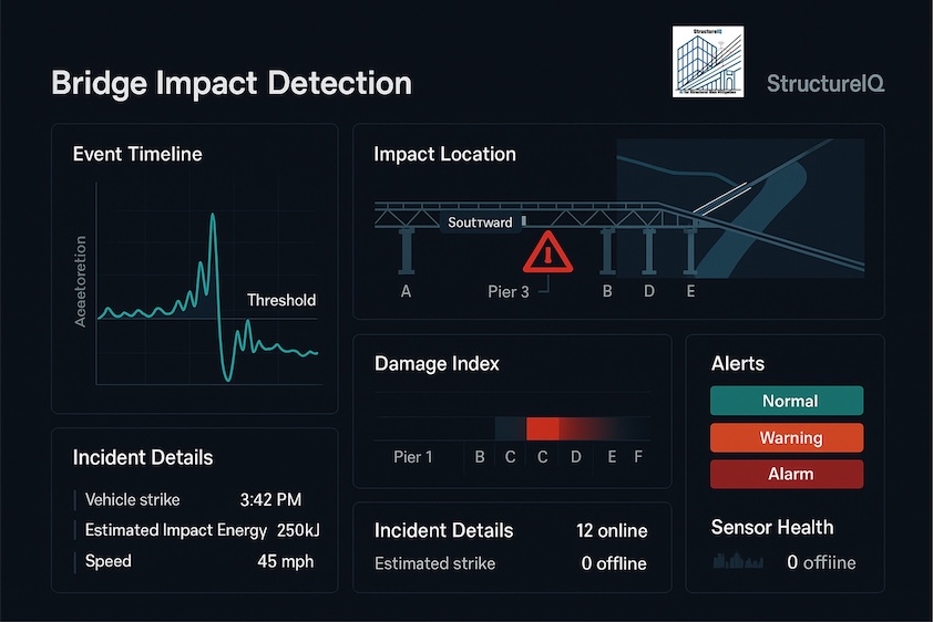 SaaS IoT Structural Health Monitoring product for bridge impact detection