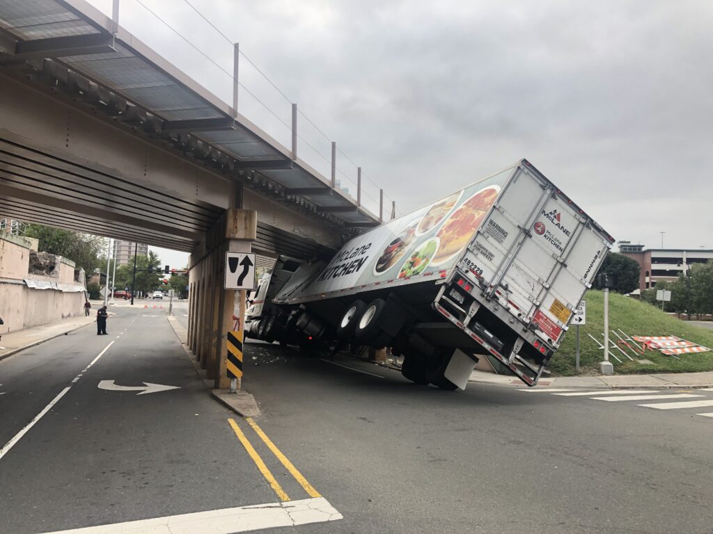 Bridge impact from truck accident