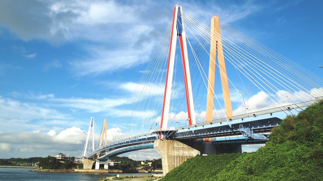 Jindo Bridge, South Korea, a cable-stayed bridge